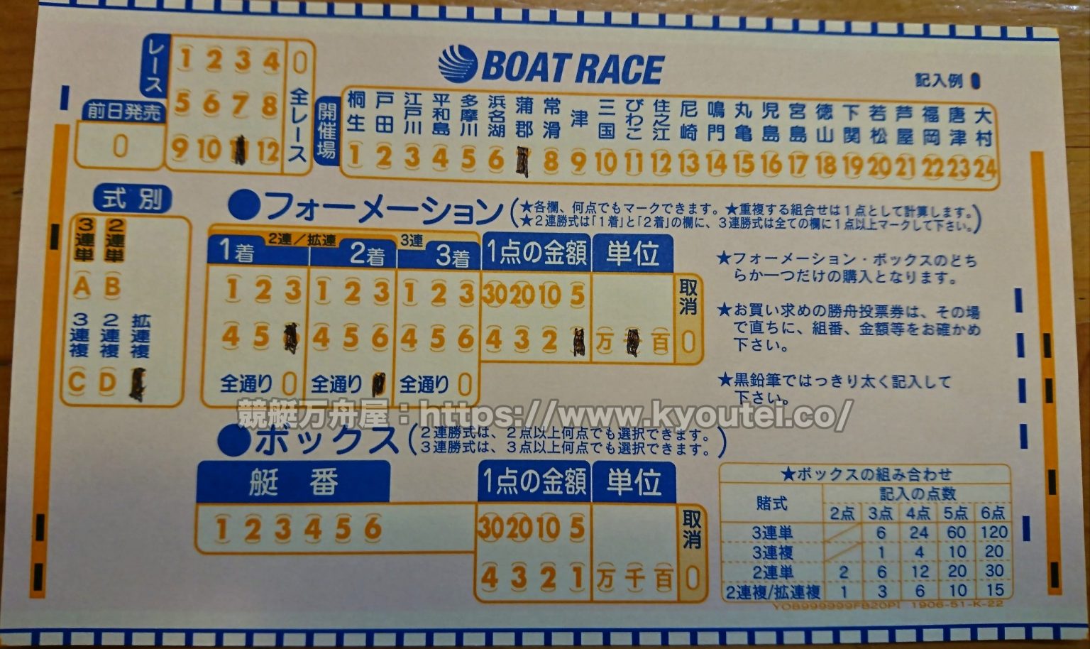 競艇のマークシートの書き方と買い方【画像27枚と動画2つで解説】